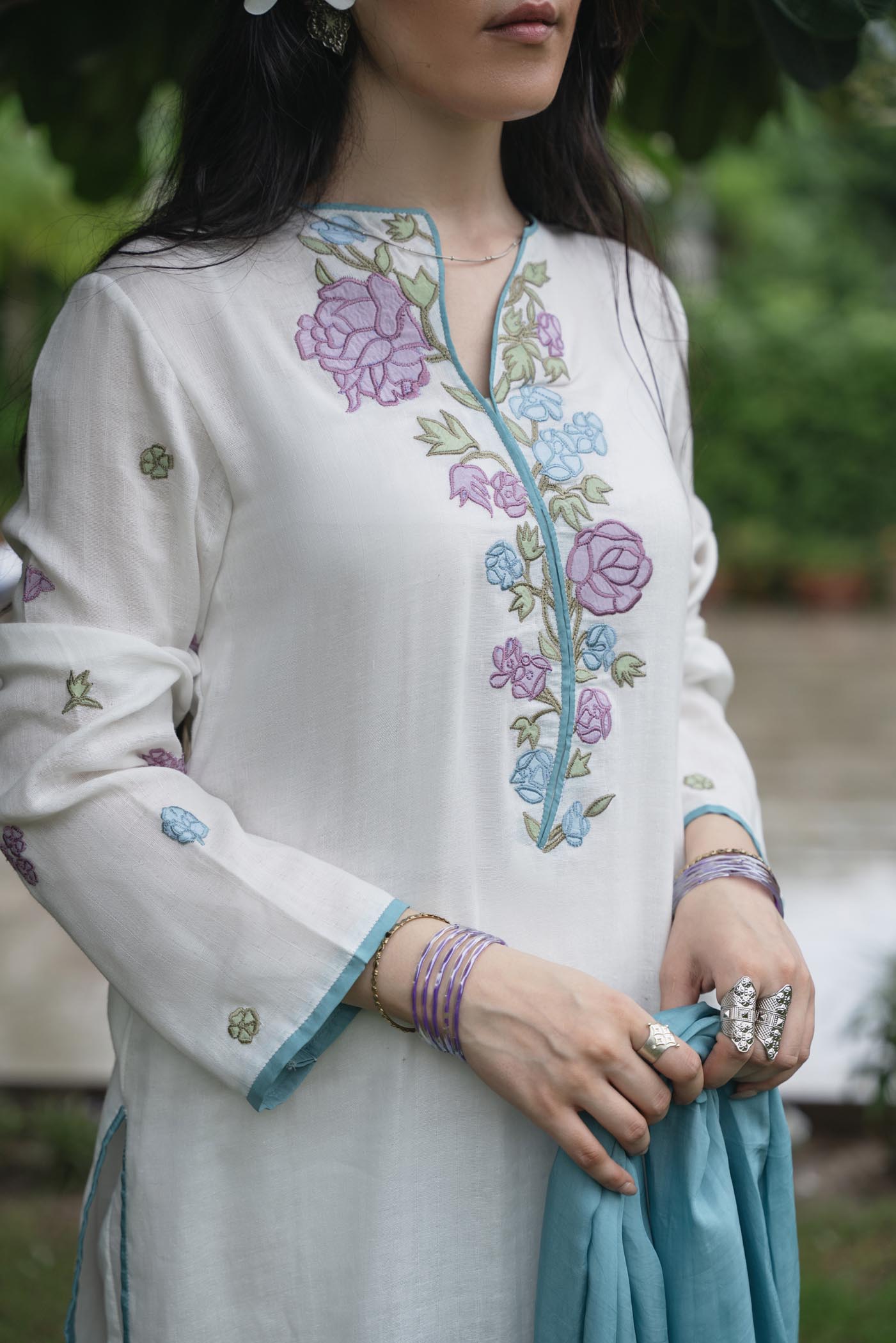 Pearl Applique Kurta Set