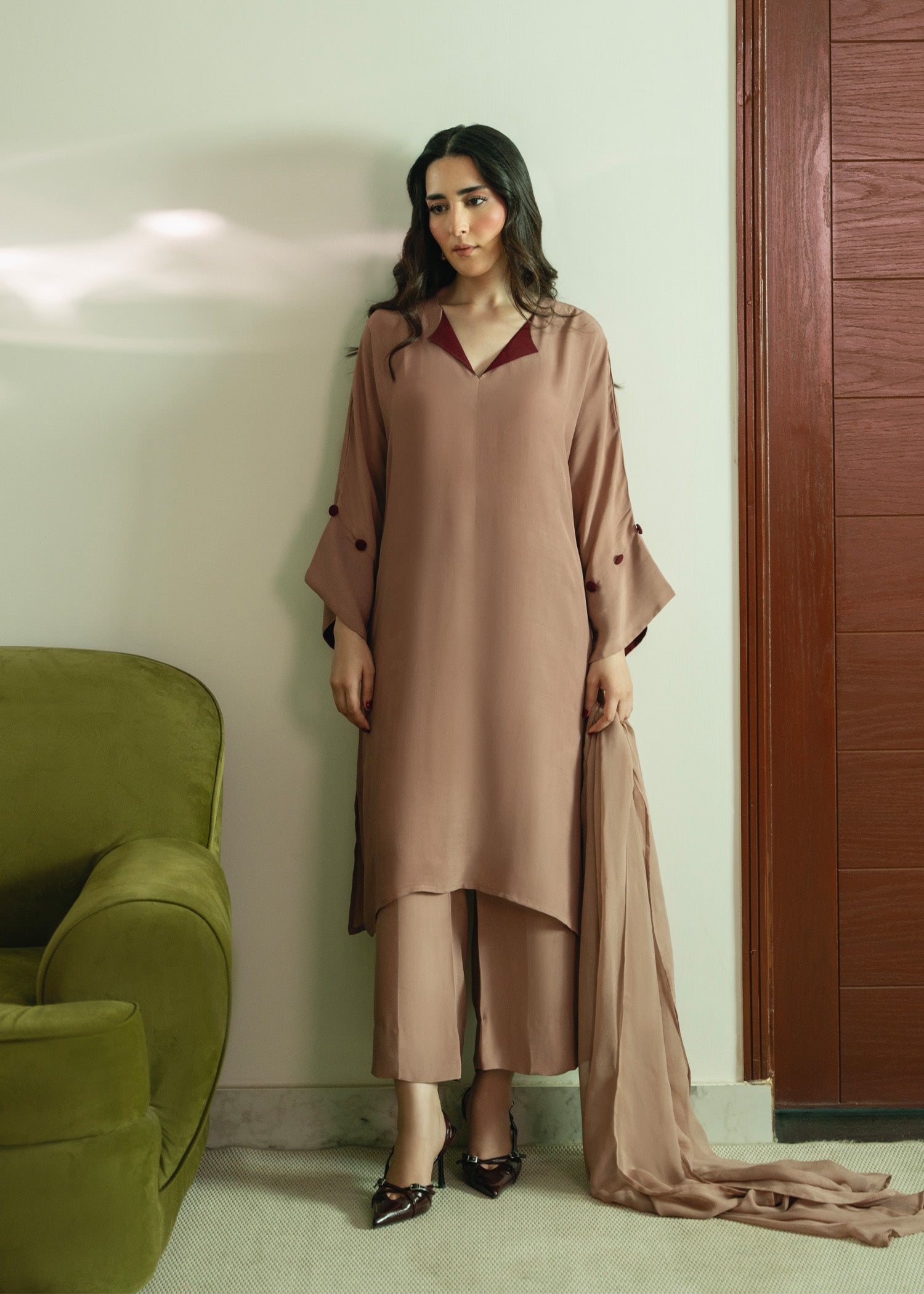 Taupe Kaftan Set